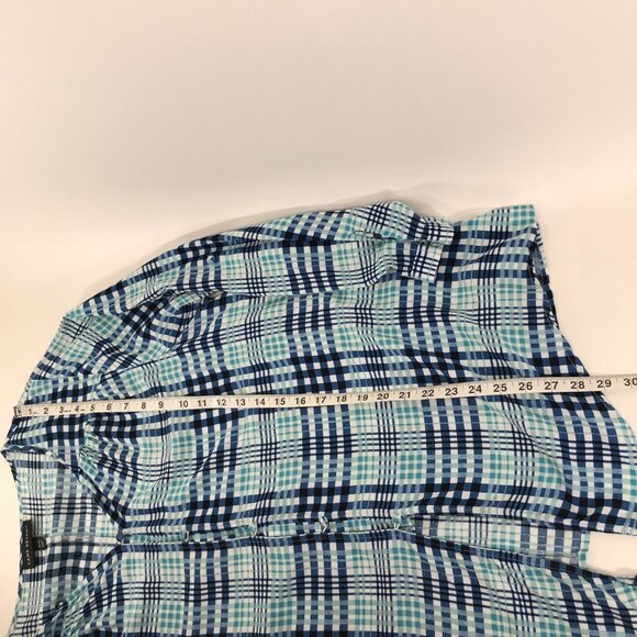 Lane Bryant Button Up Blouse Women's Plus Size 18/20 Blue Plaid Career Rayon - Picture 9 of 13